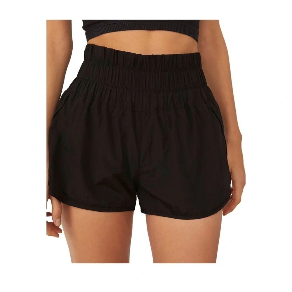 Free People FP Movement Medium Black The Way Home High Rise Run Shorts Lined M